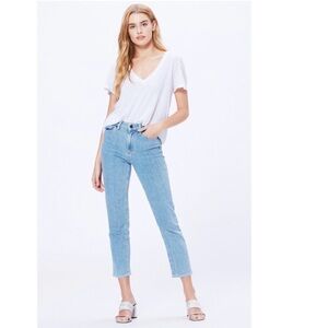 PAIGE Straight Ankle Jeans in Faded Blue